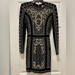 Tony bowls black short beaded dress